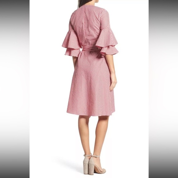 Charles Henry Ruffle Wrap Dress Herringbone Red size medium - Picture 7 of 7